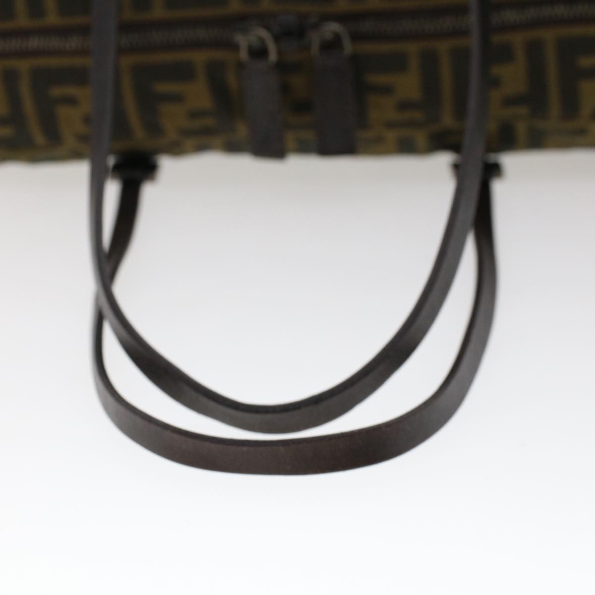 FENDI Zucca Canvas Tote Bag Nylon Brown Black Auth bs6631