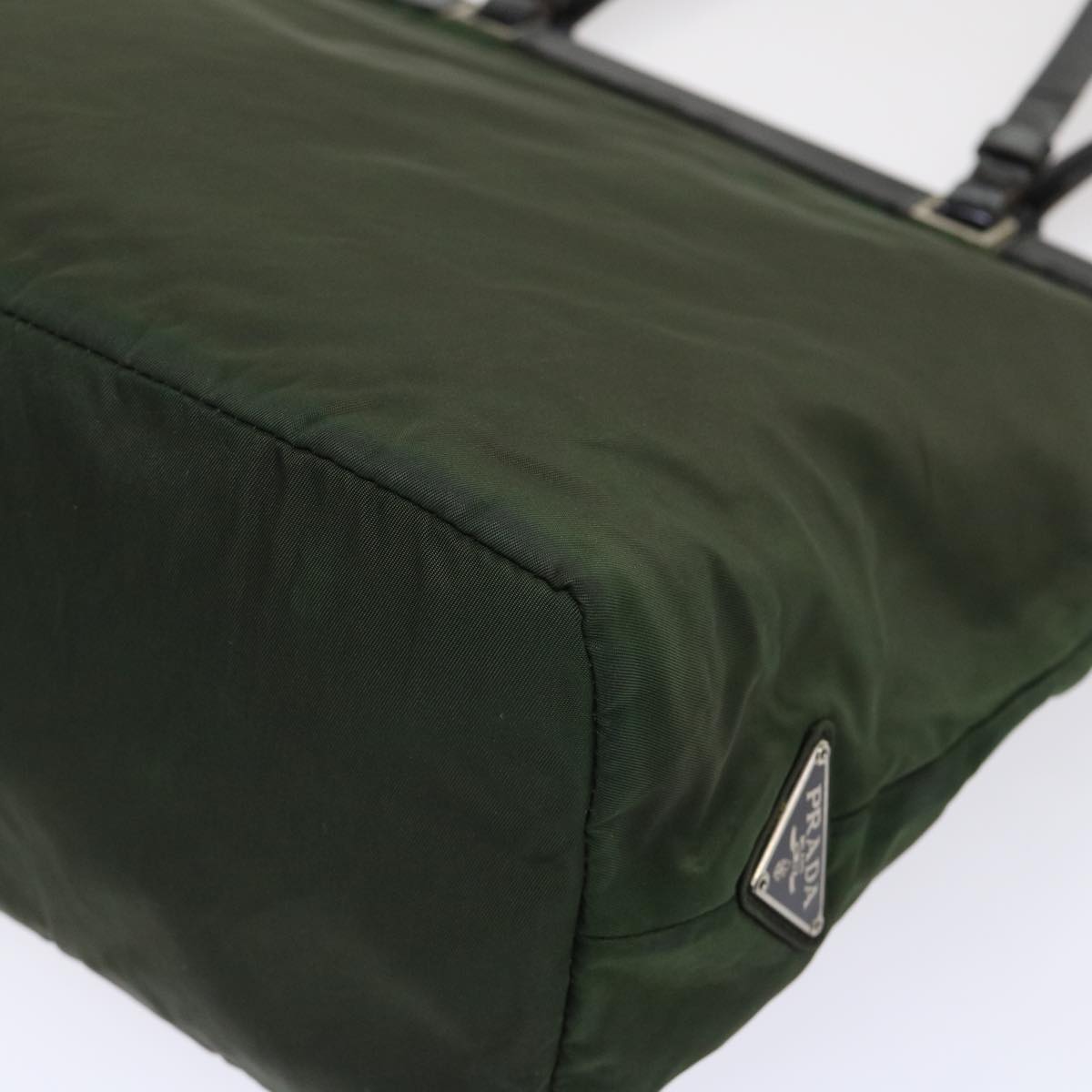 PRADA Shoulder Bag Nylon Leather Green Auth bs6634