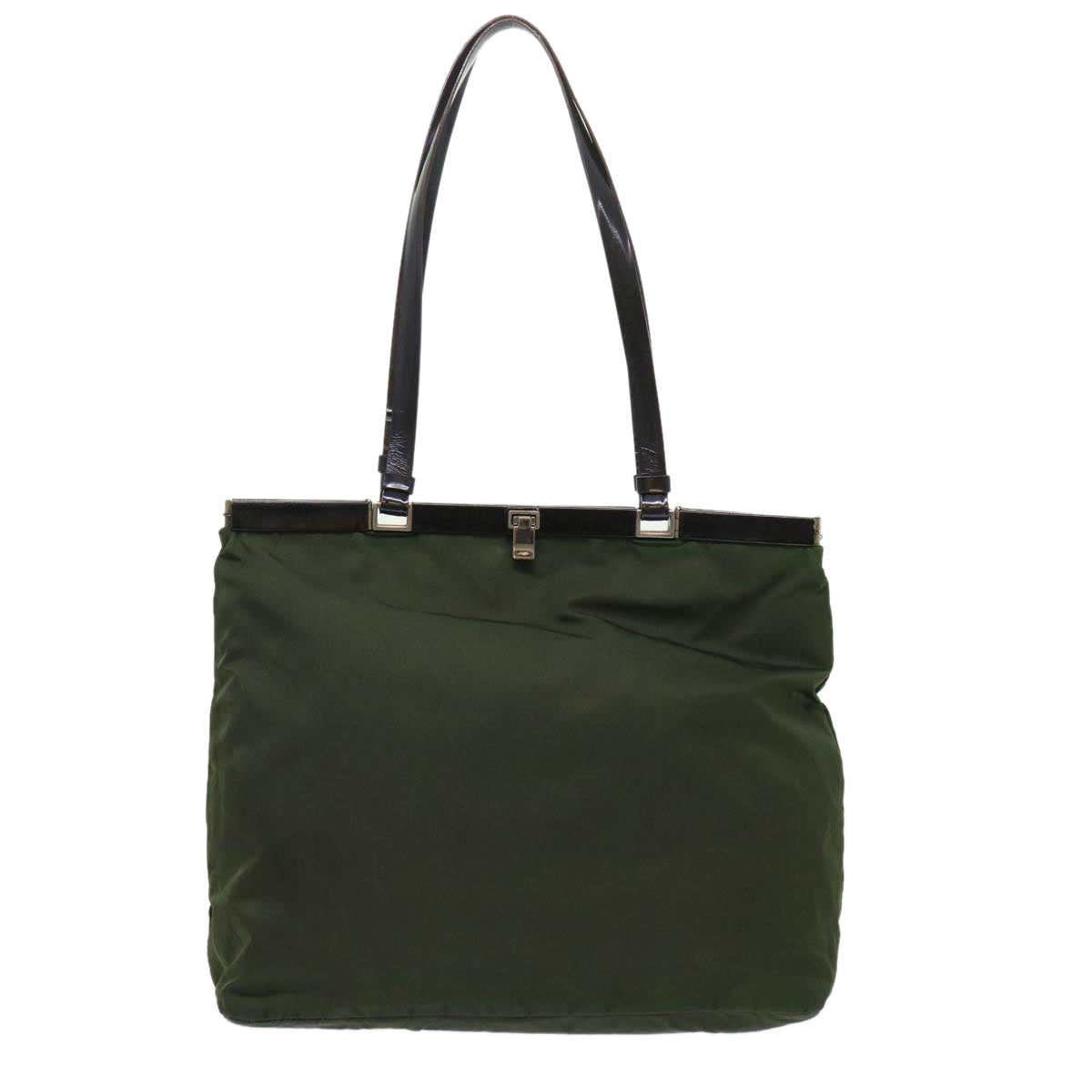 PRADA Shoulder Bag Nylon Leather Green Auth bs6634