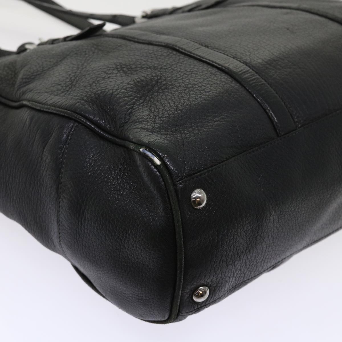 PRADA Shoulder Bag Leather Black Auth bs6637