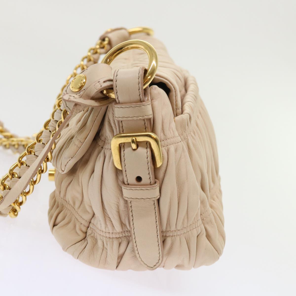 PRADA Chain Shoulder Bag Leather Pink Auth bs6657