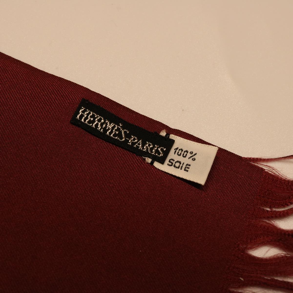 HERMES Scarf Silk Wine Red Yellow Auth bs6665