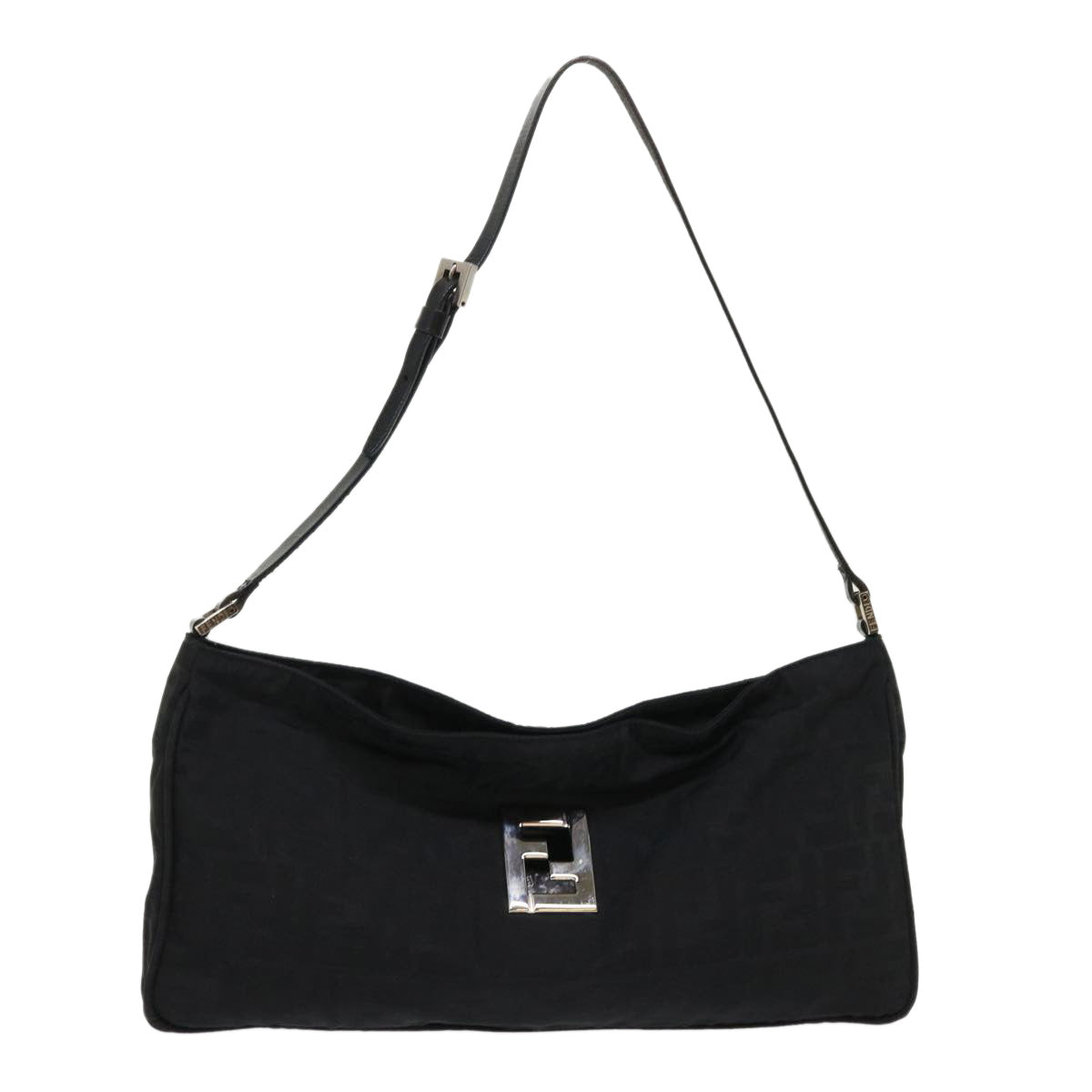 FENDI Zucca Canvas Shoulder Bag Black Auth bs6666