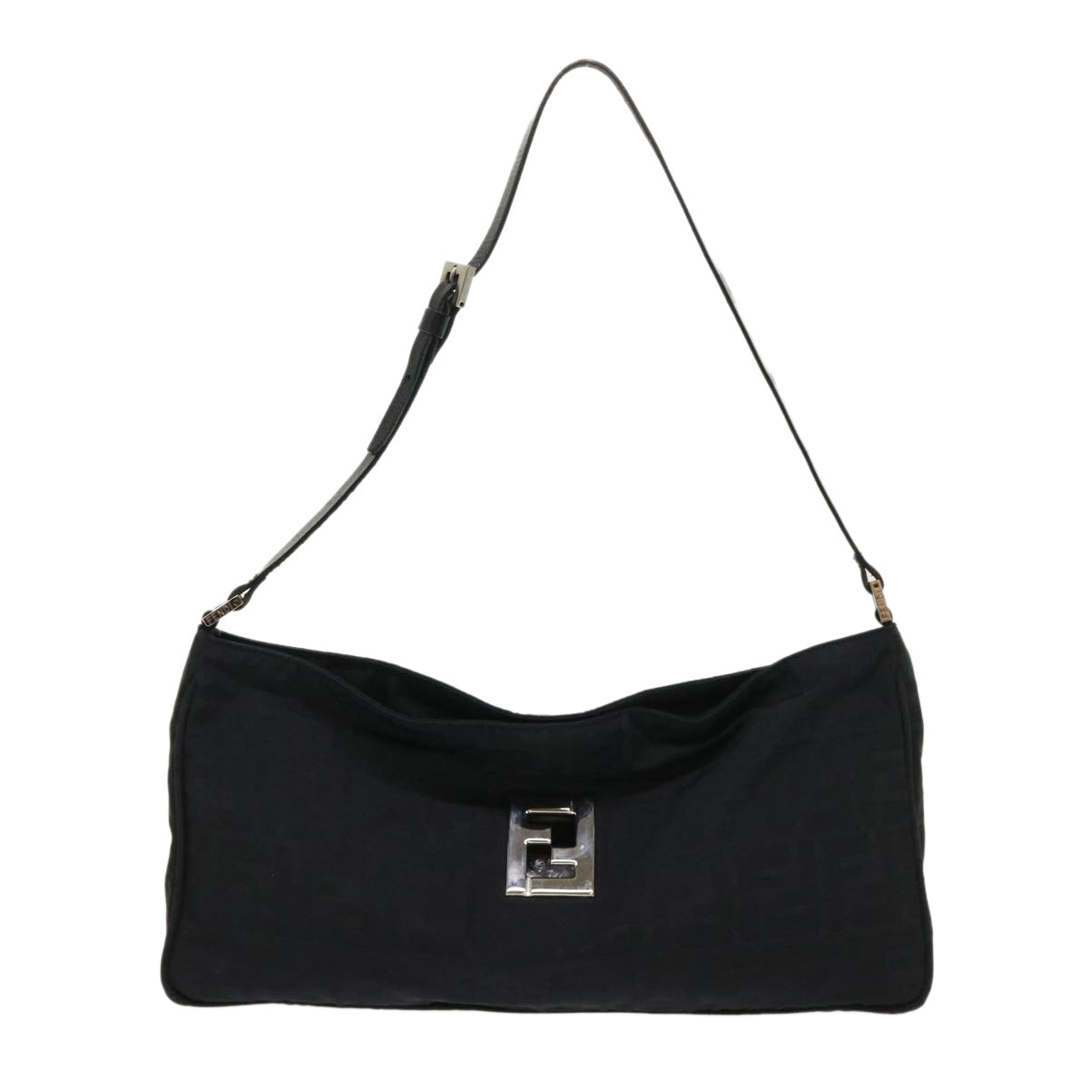 FENDI Zucca Canvas Shoulder Bag Black Auth bs6666