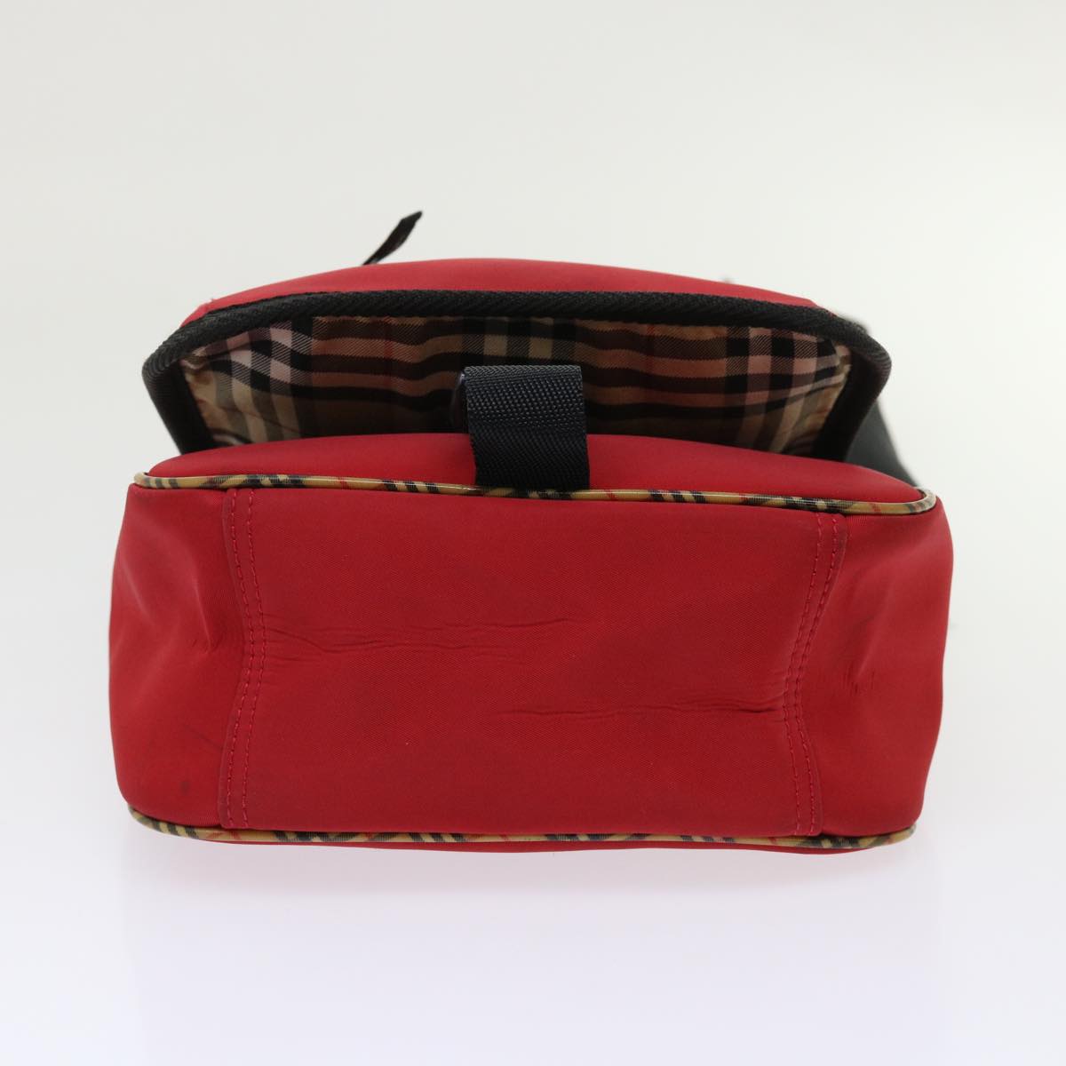 BURBERRY Nova Check Shoulder Bag Nylon Red Auth bs6668