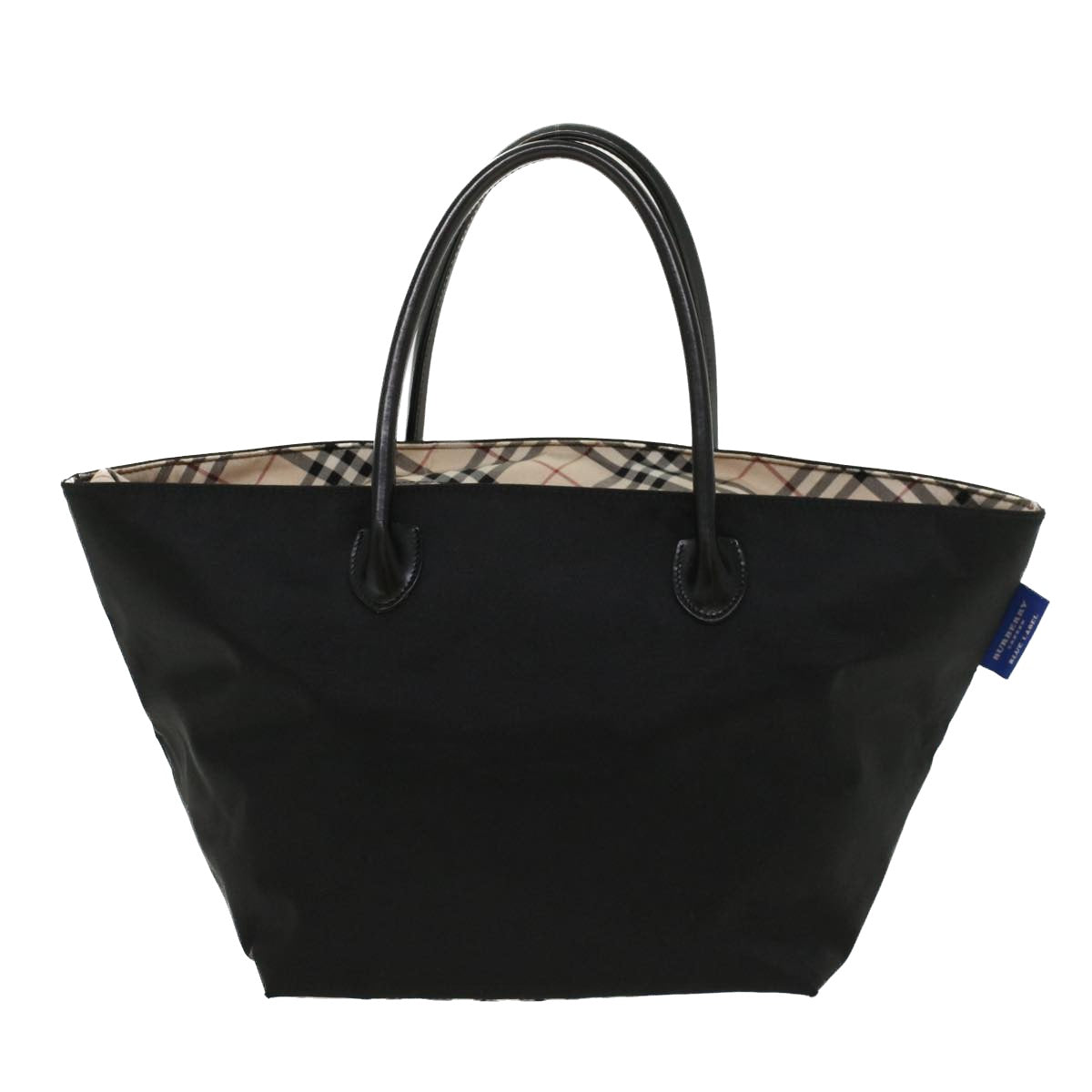 BURBERRY Nova Check Blue Label Tote Bag Nylon Black Auth bs6673