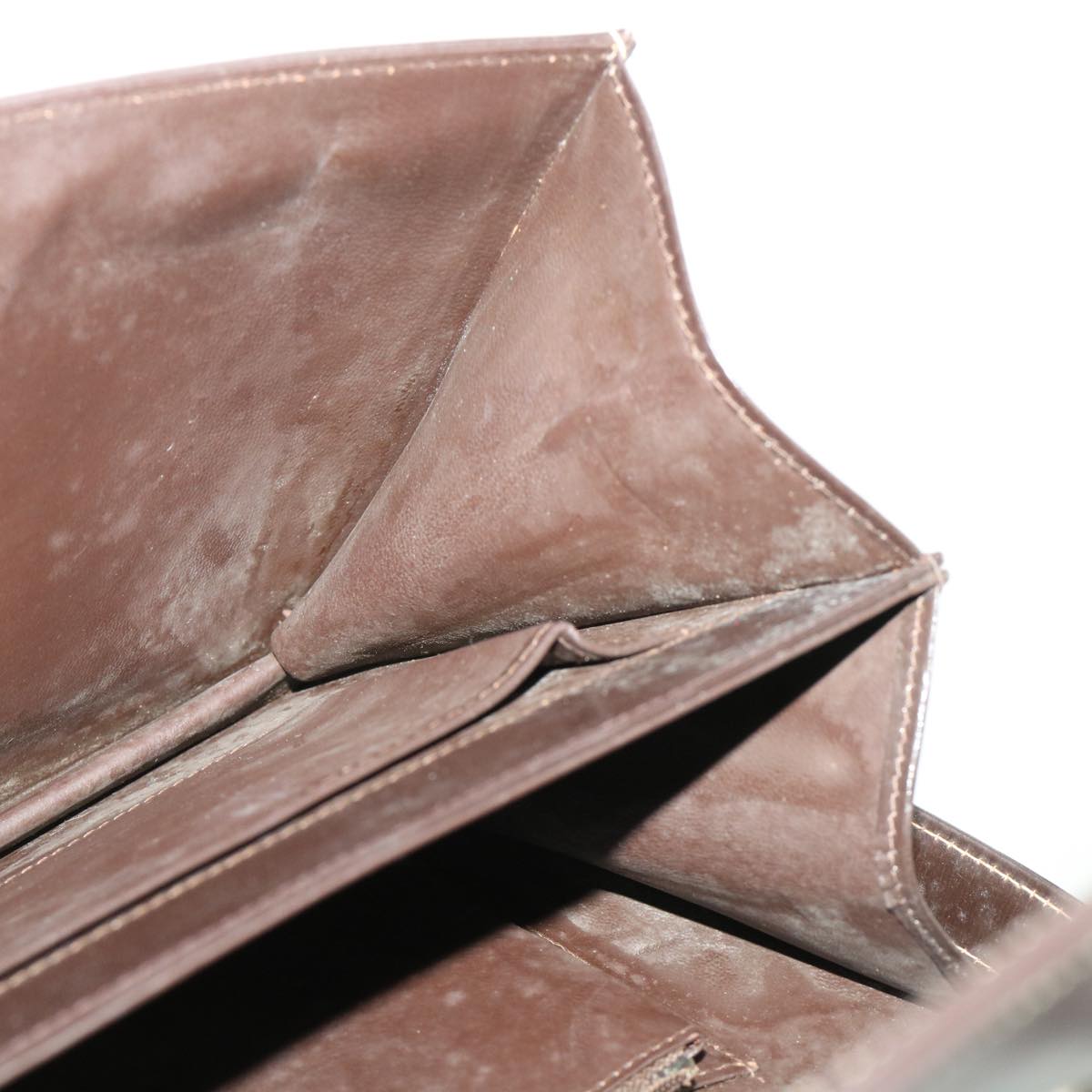 CELINE C Macadam Canvas Shoulder Bag Canvas Leather Beige Dark Brown Auth bs6694