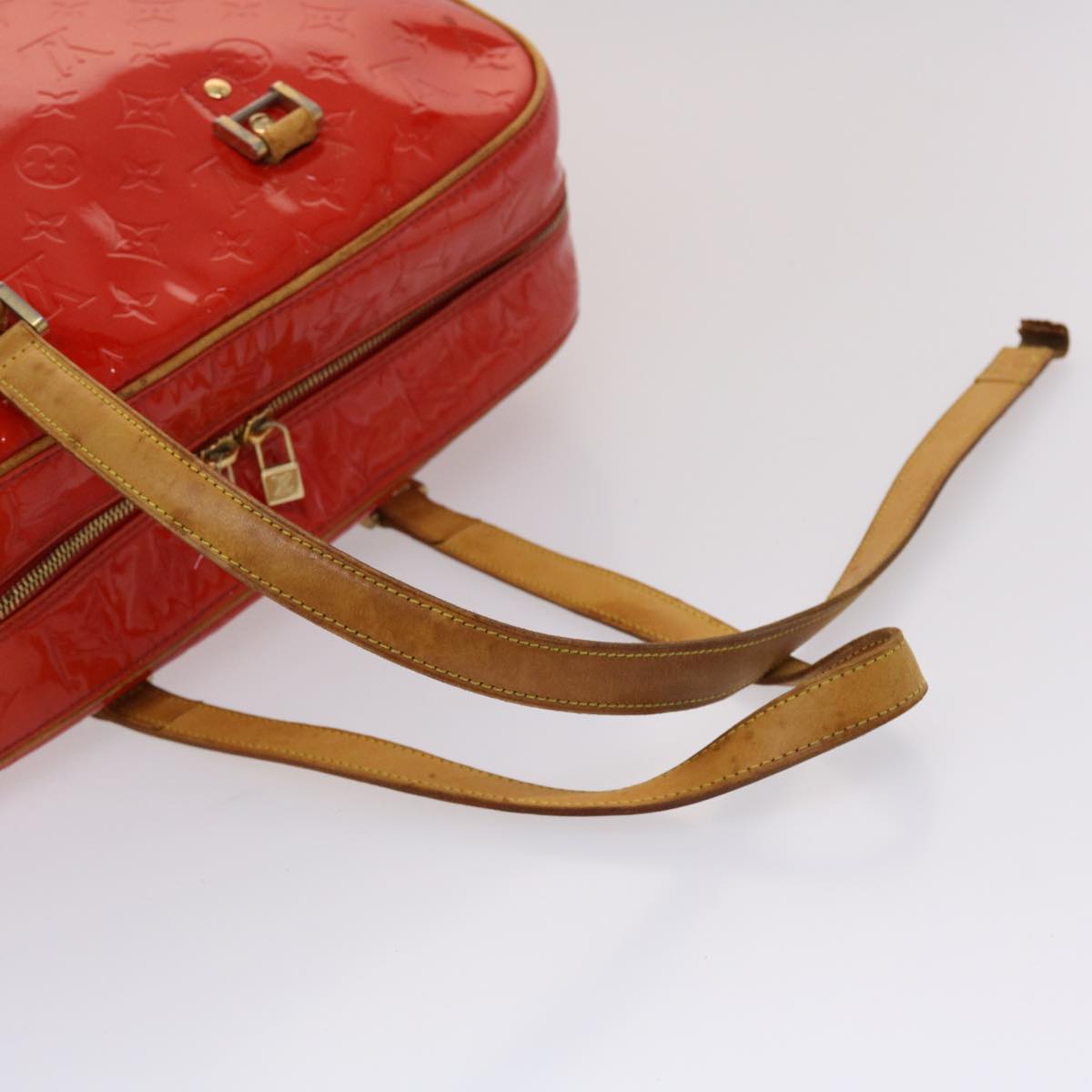 LOUIS VUITTON Monogram Vernis Sutton Hand Bag Red M91080 LV Auth bs6697