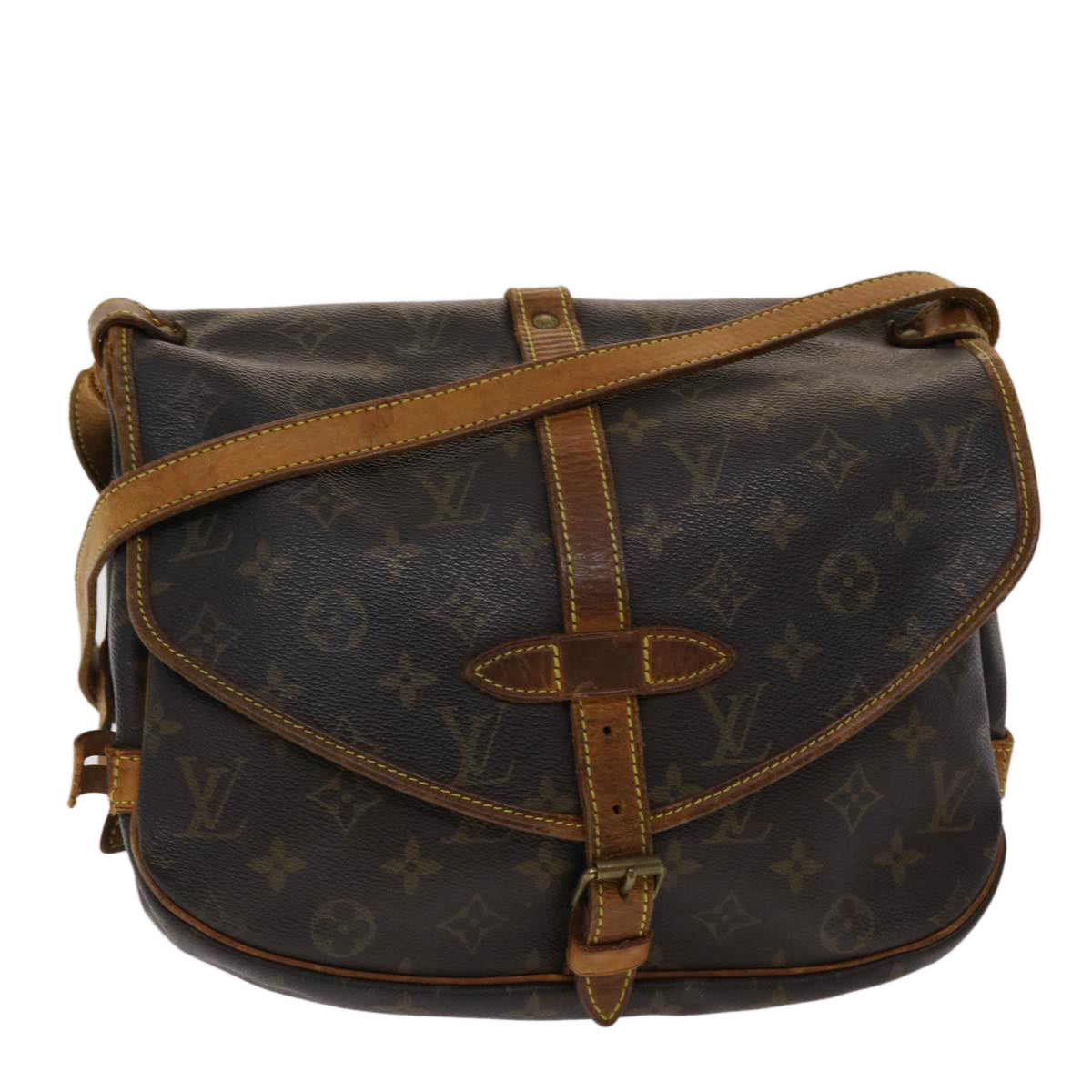 LOUIS VUITTON Monogram Saumur 30 Shoulder Bag M42256 LV Auth bs6705