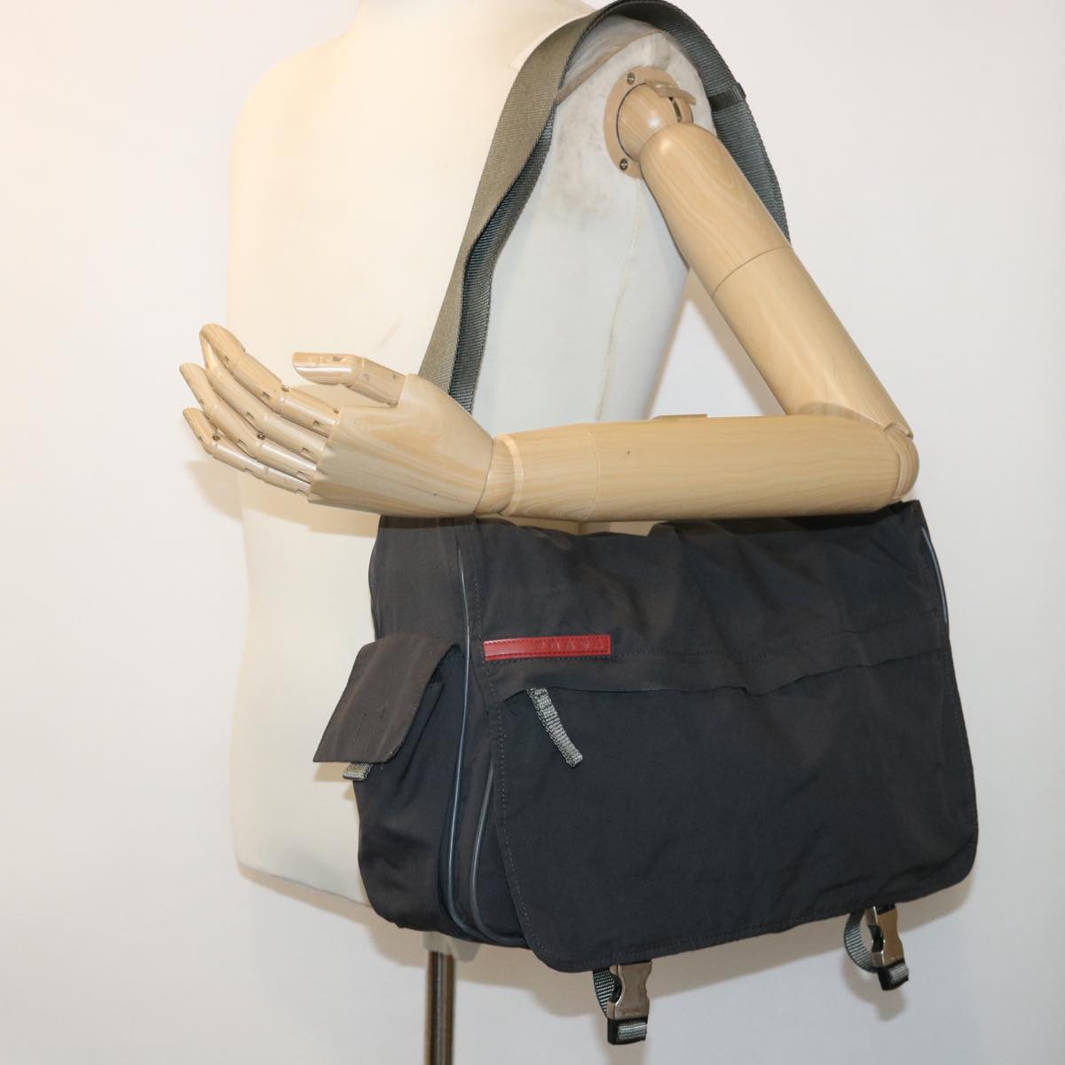 PRADA PRADA Sports Shoulder Bag Nylon Gray Auth bs6714