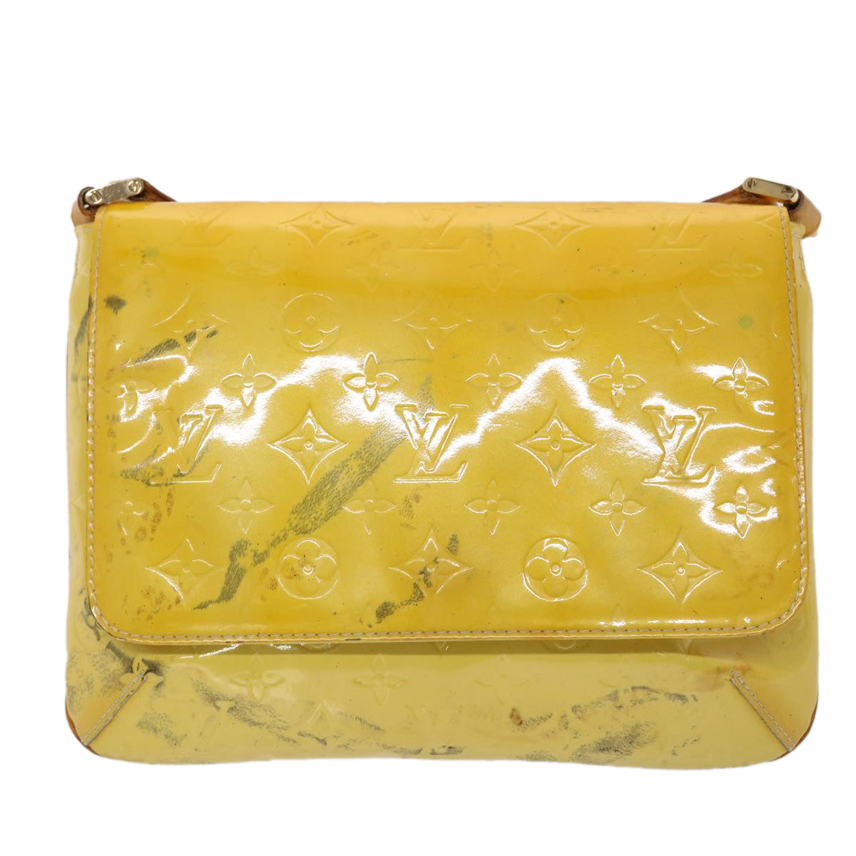 LOUIS VUITTON Monogram Vernis Thompson Street Bag Lime Yellow M91071 Auth bs6717