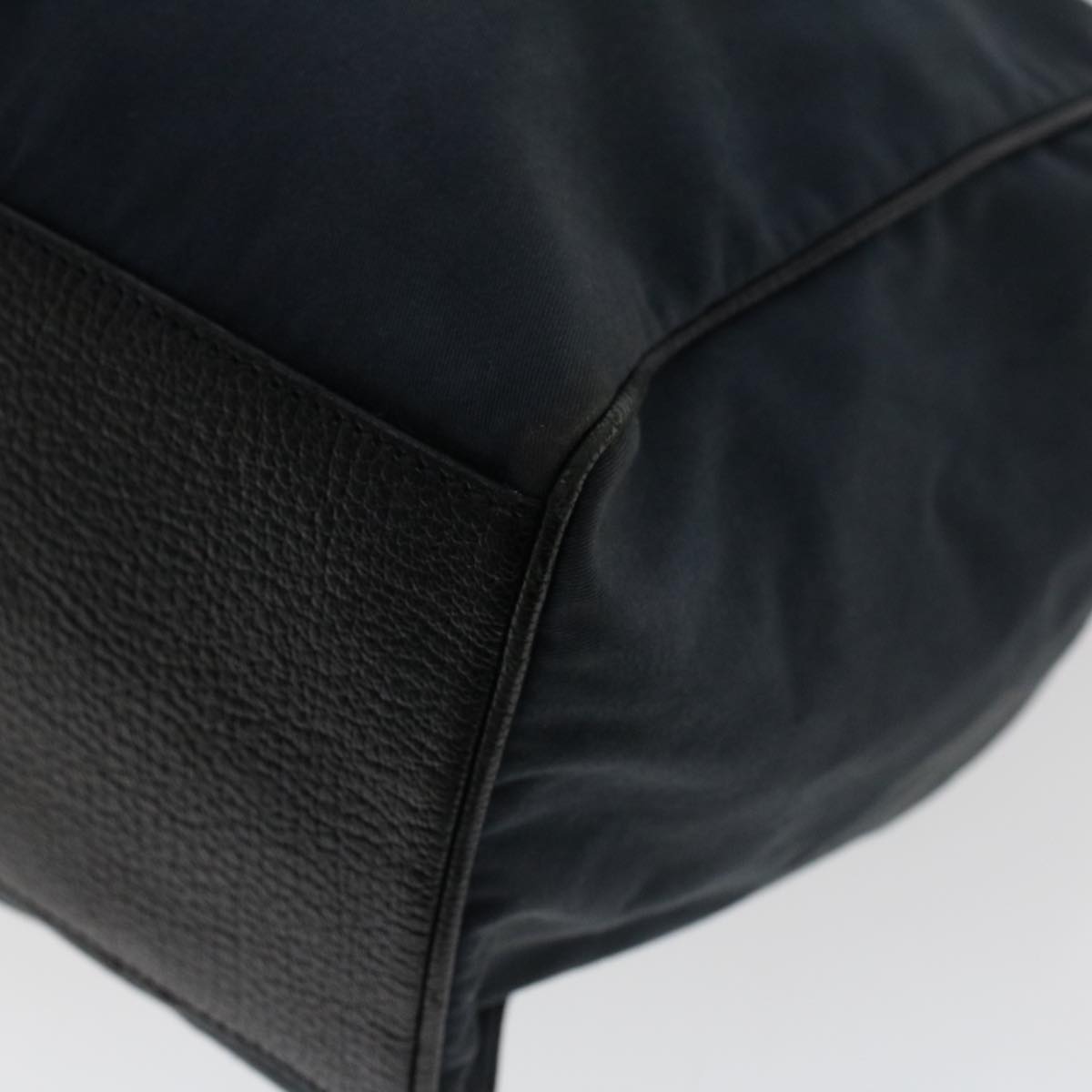 PRADA Tote Bag Canvas Leather Black Auth bs6724