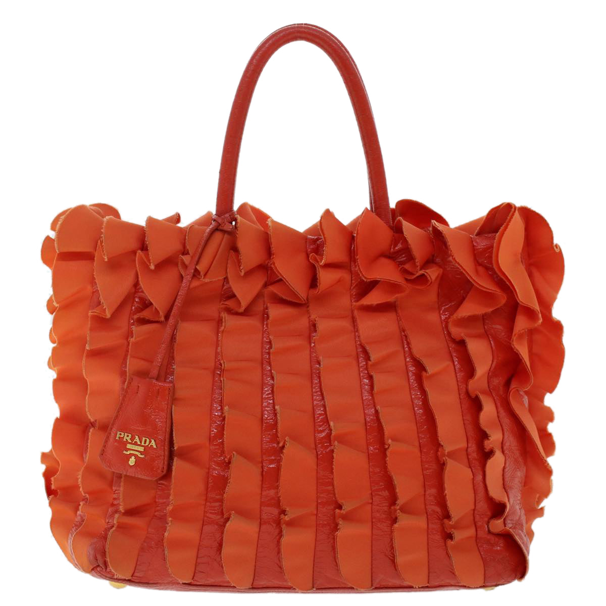 PRADA Hand Bag Nylon Orange Auth bs6737