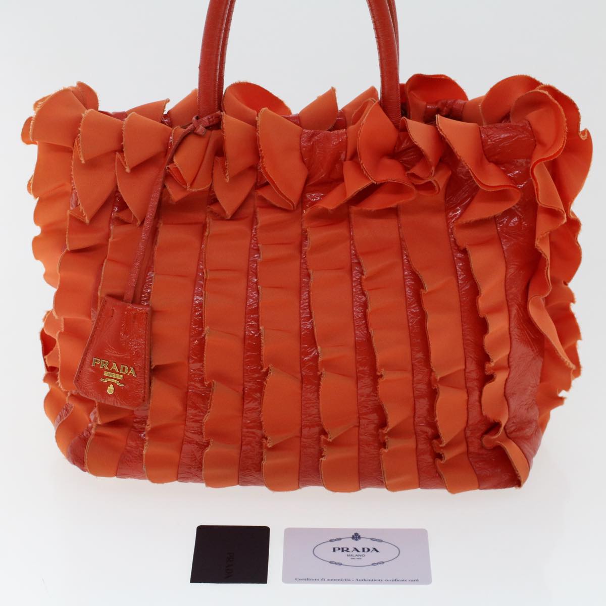 PRADA Hand Bag Nylon Orange Auth bs6737