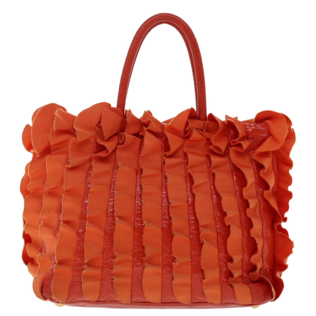 PRADA Hand Bag Nylon Orange Auth bs6737 - 0
