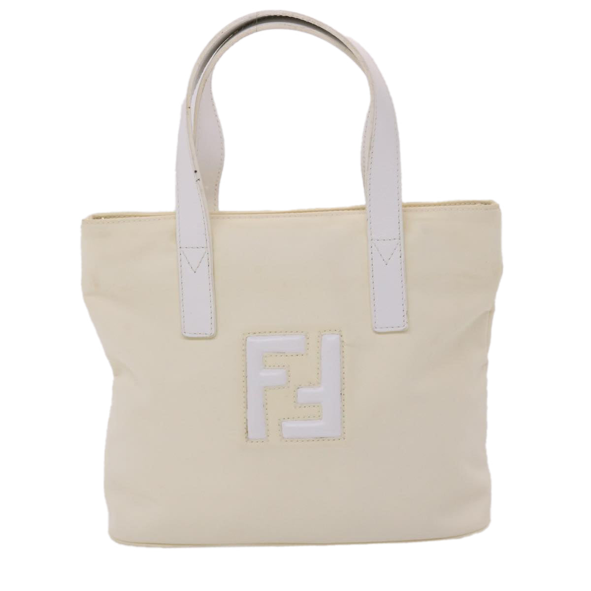 FENDI Hand Bag Nylon 2way White Auth bs6739