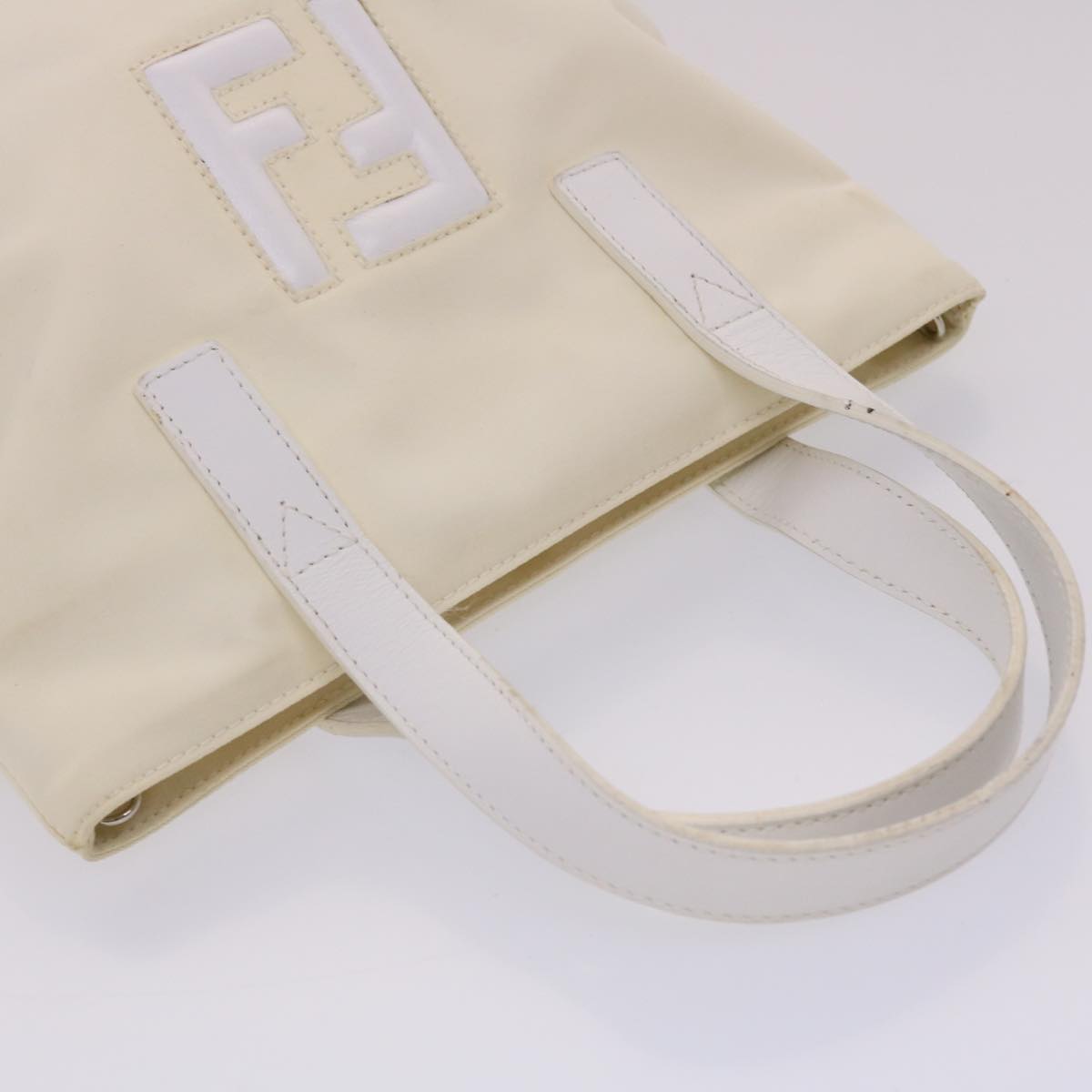 FENDI Hand Bag Nylon 2way White Auth bs6739