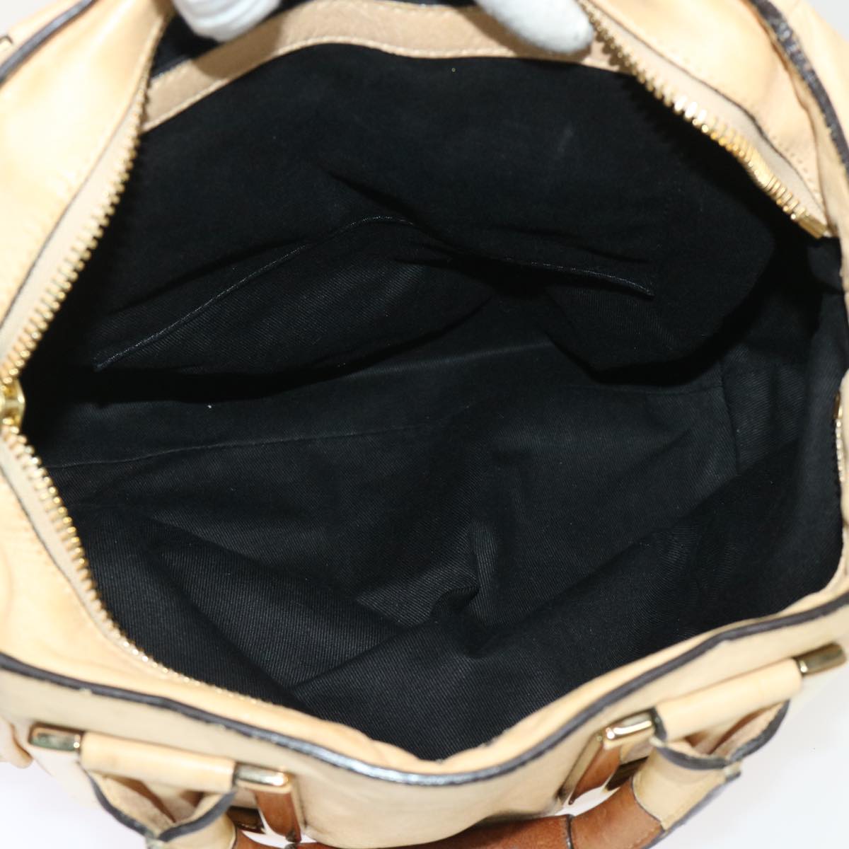 Chloe Hand Bag Leather 2way Shoulder Bag Beige 02-11-50 Auth bs6747