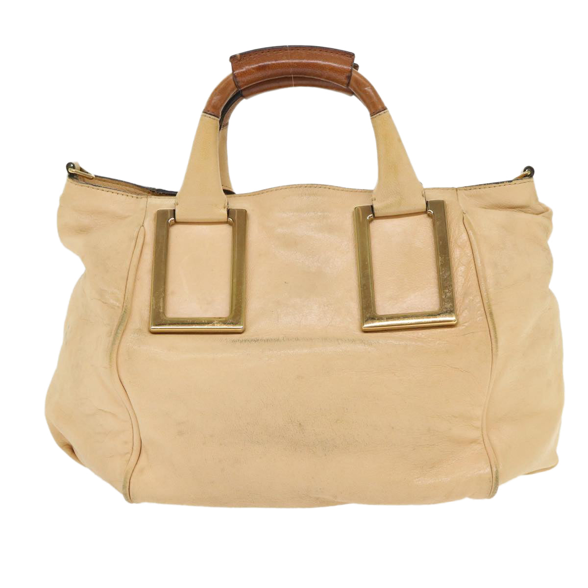 Chloe Hand Bag Leather 2way Shoulder Bag Beige 02-11-50 Auth bs6747 - 0