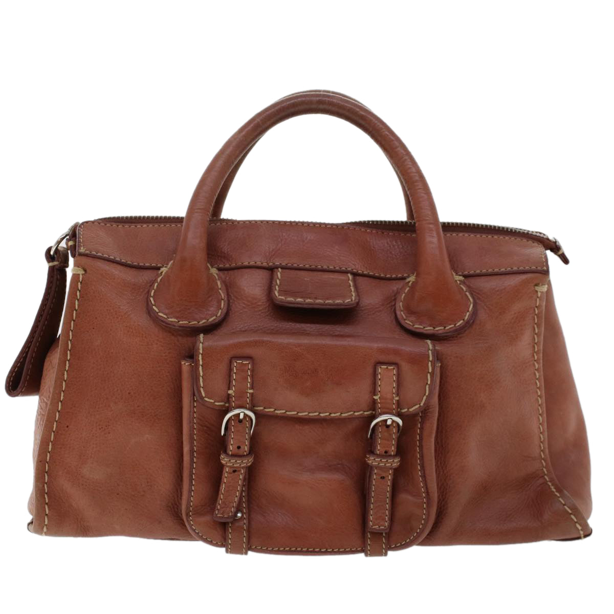 Chloe Hand Bag Leather Brown 02-05-53 Auth bs6748
