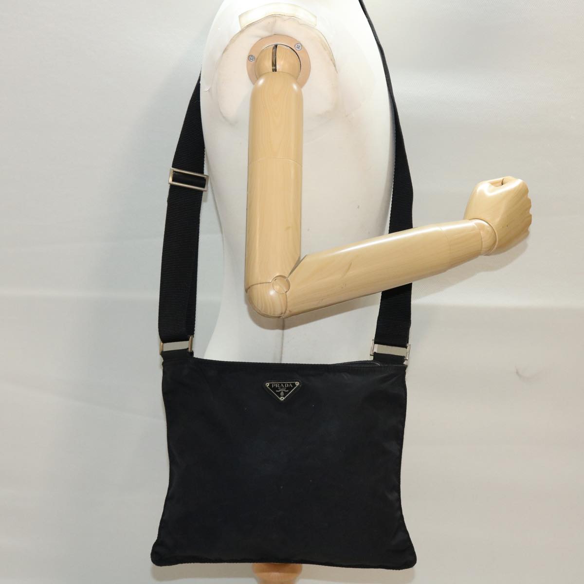 PRADA Shoulder Bag Nylon Black Auth bs6758