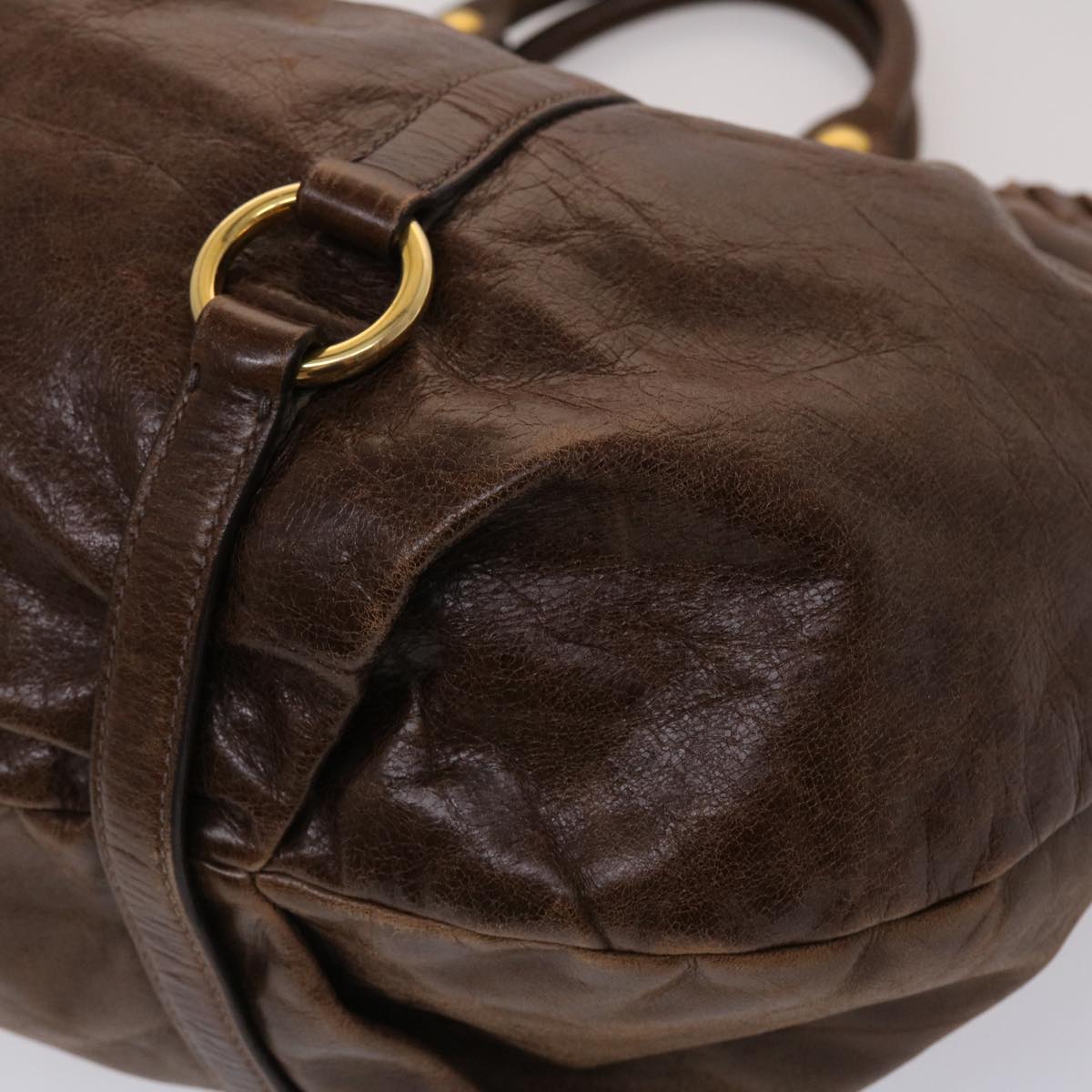 Miu Miu Hand Bag Leather Brown Auth bs6761