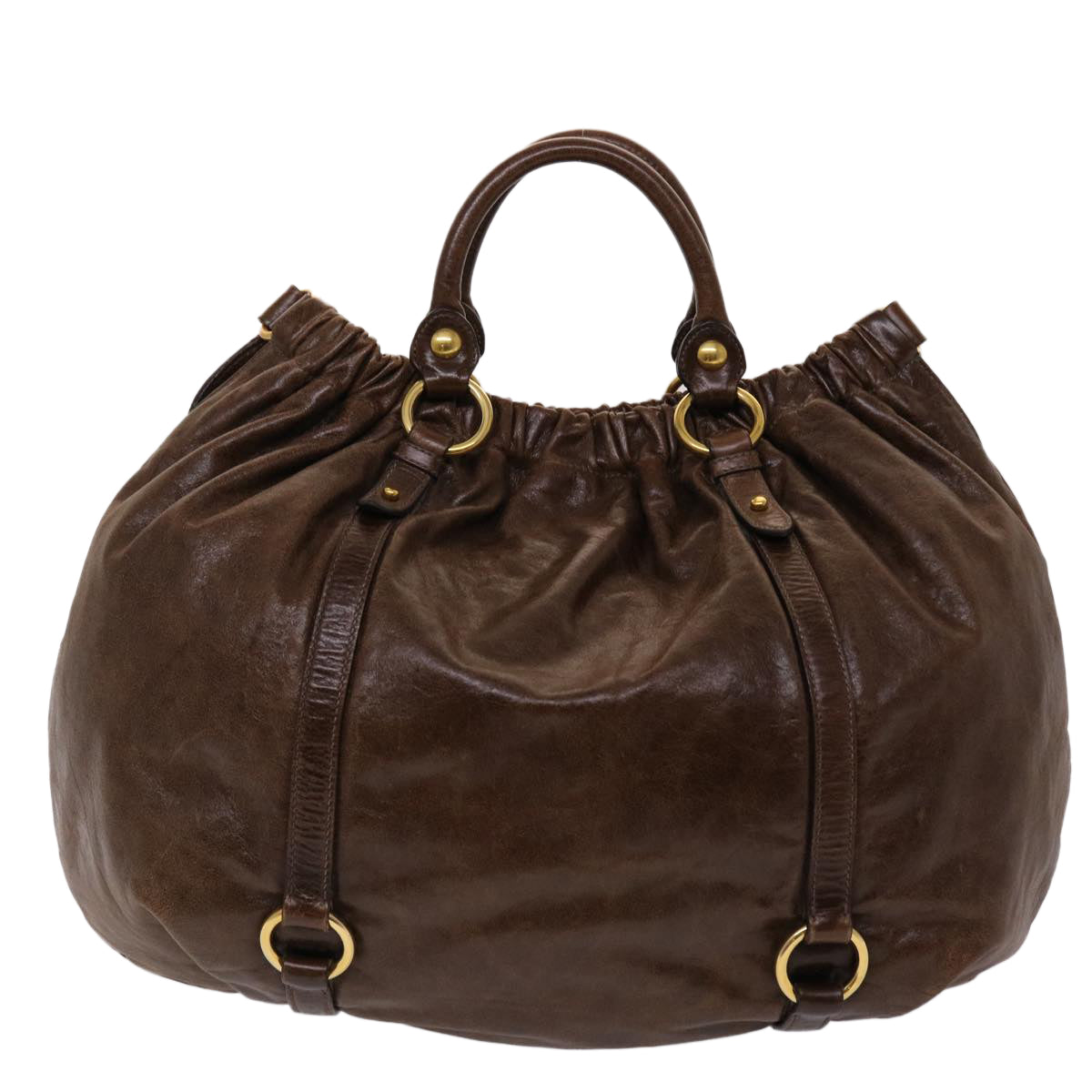 Miu Miu Hand Bag Leather Brown Auth bs6761 - 0