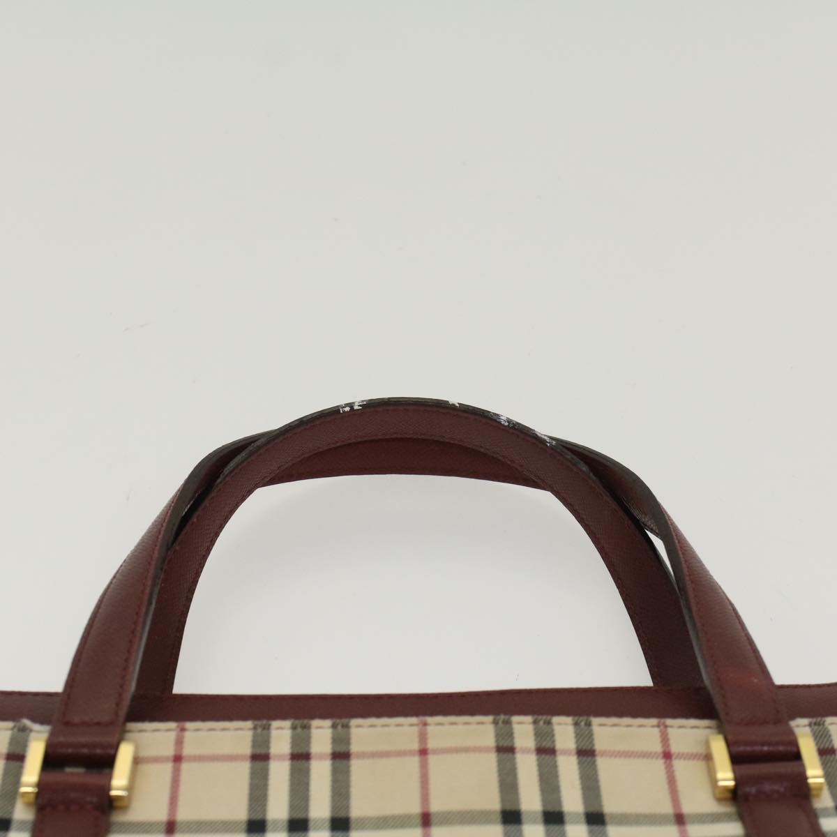 BURBERRY Nova Check Hand Bag Nylon Leather Beige Auth bs6803