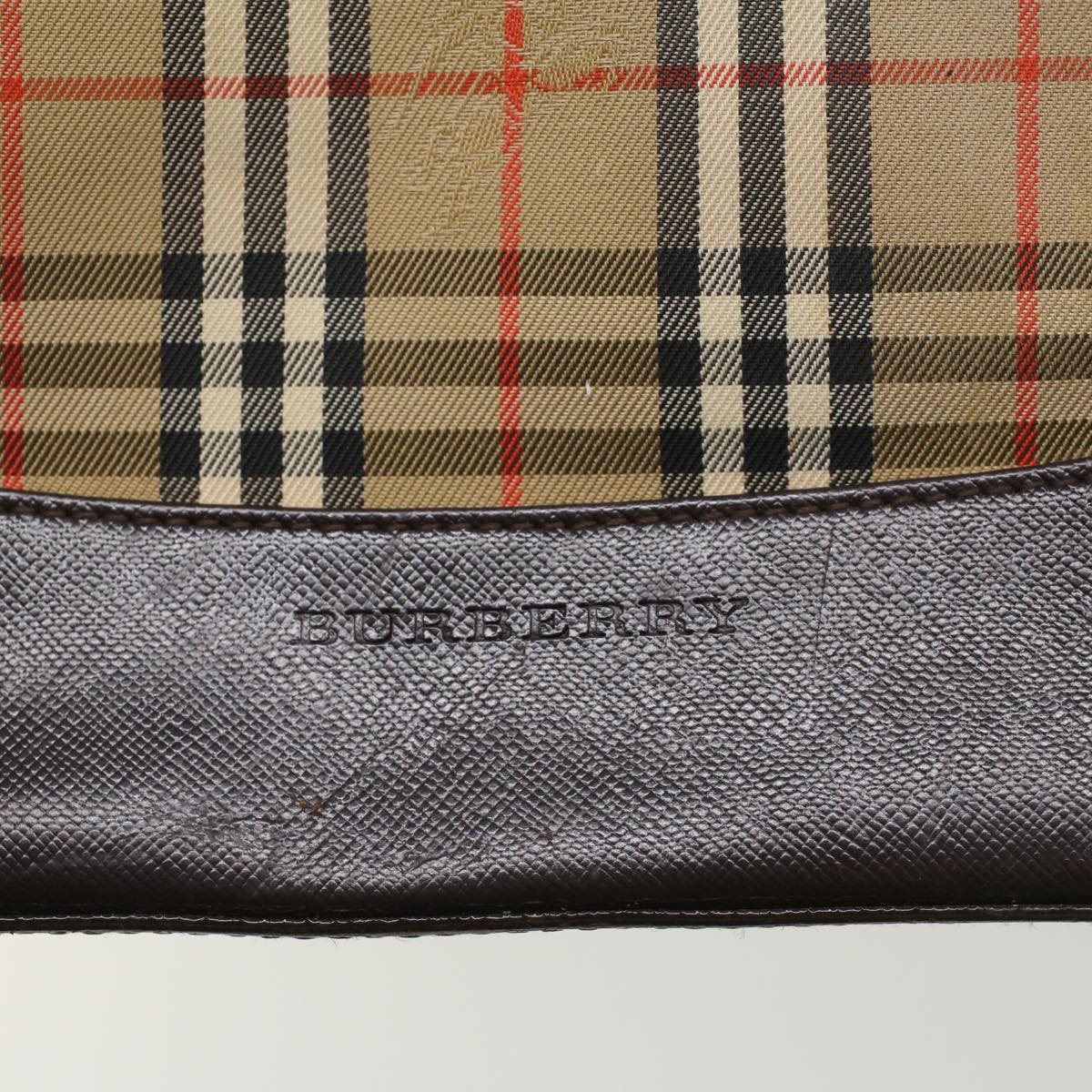 Burberrys Nova Check Shoulder Bag Nylon Leather Beige Auth bs6816