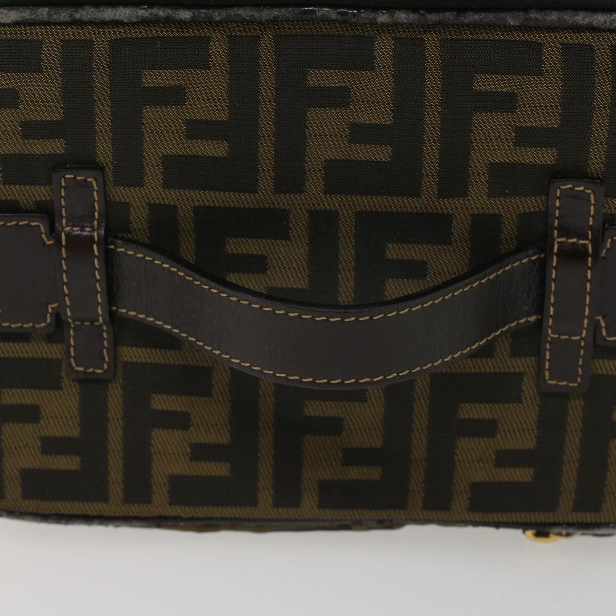 FENDI Zucca Canvas Vanity Cosmetic Pouch Black Brown Auth bs6864