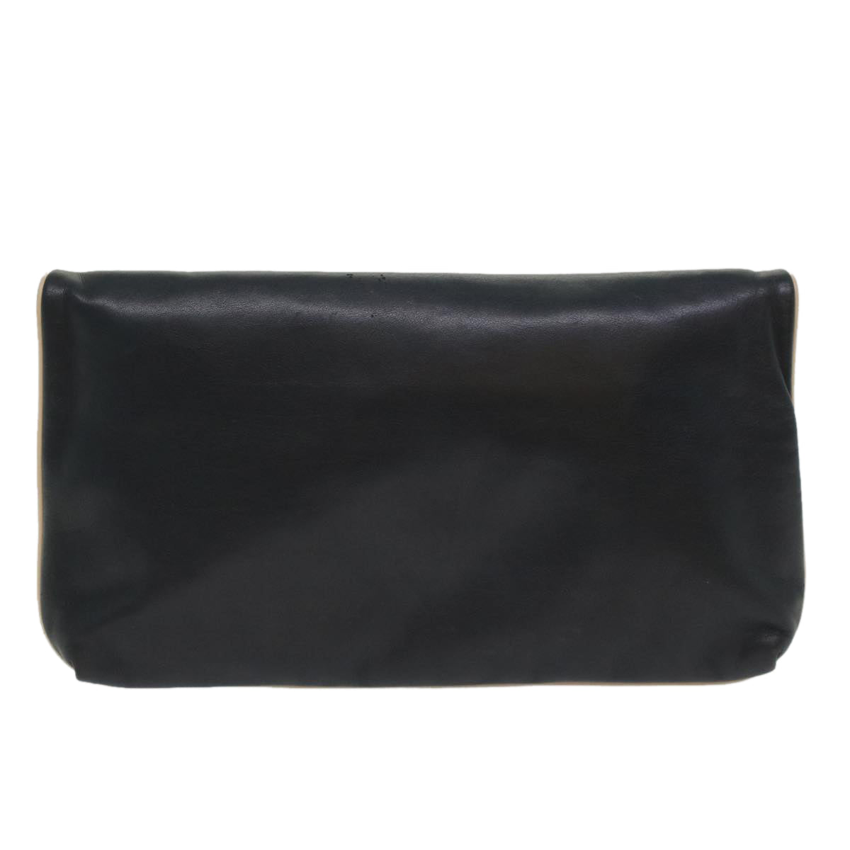 CELINE Clutch Bag Leather Navy Auth bs6874