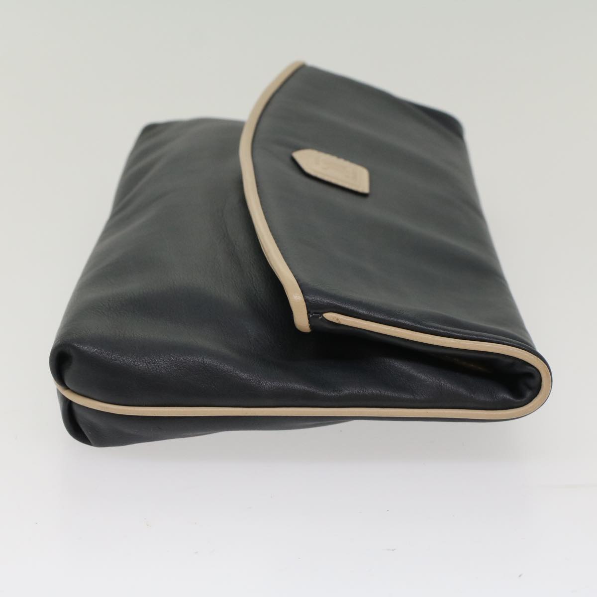 CELINE Clutch Bag Leather Navy Auth bs6874