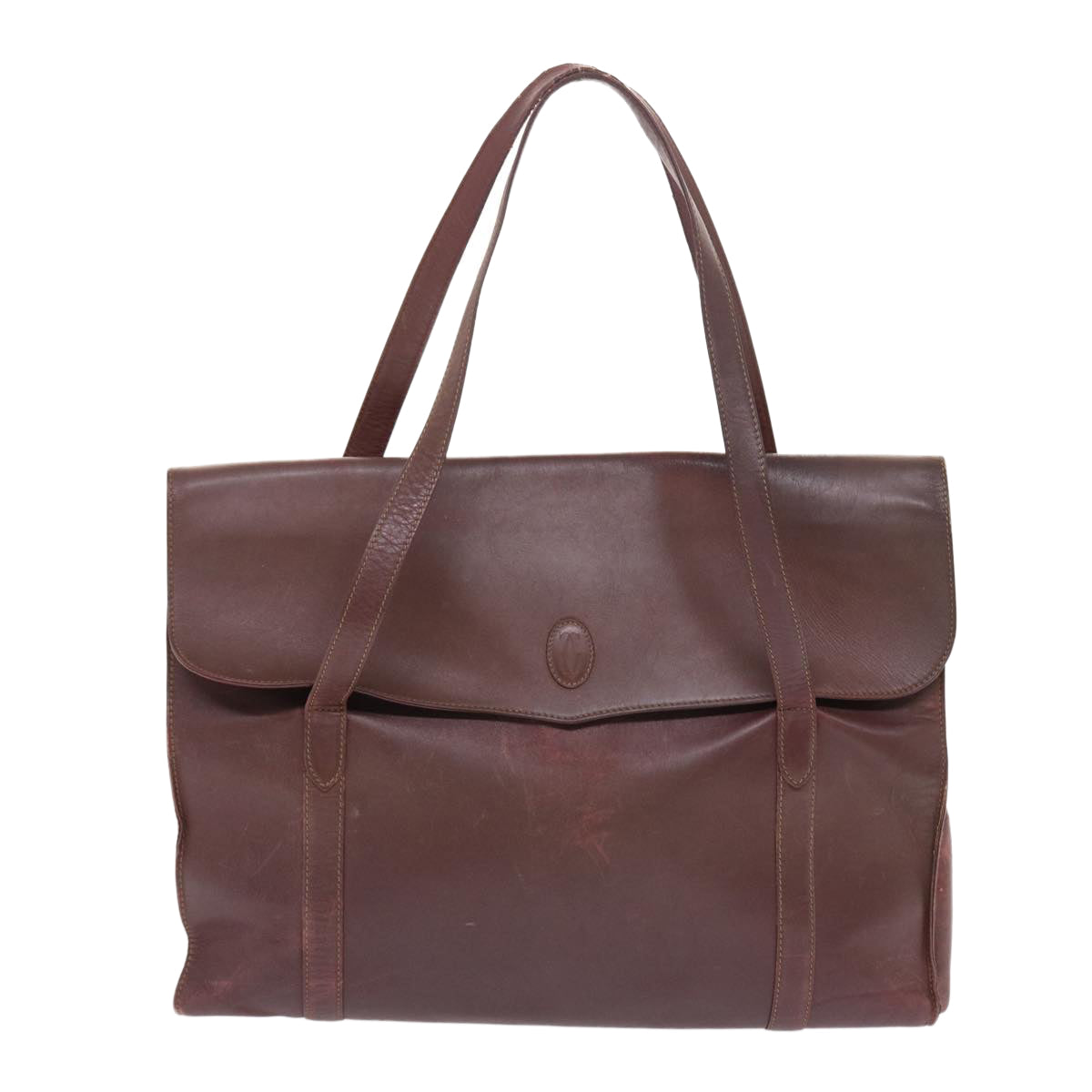CARTIER Shoulder Bag Leather 2Set Wine Red Auth bs6880 - 0