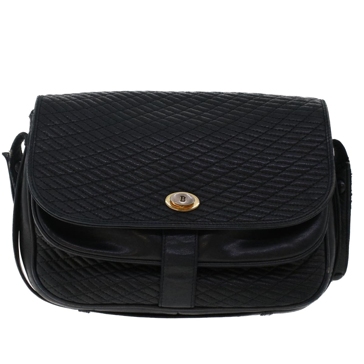 BALLY Shoulder Bag Leather 2Set Black Brown Auth bs6962 - 0