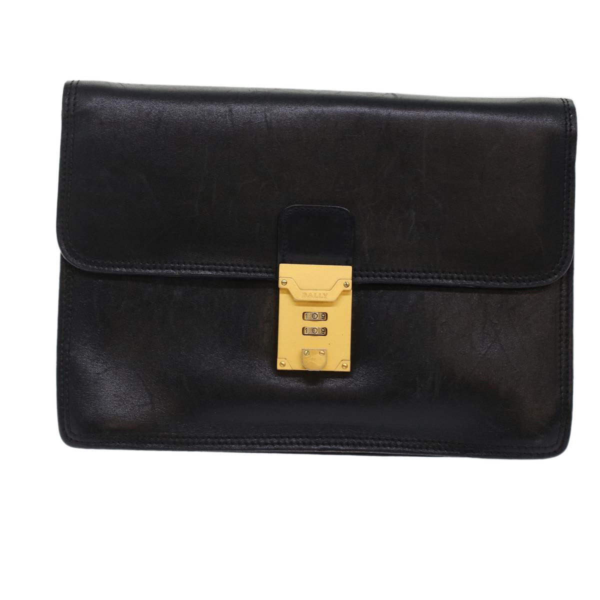 BALLY Clutch Bag Leather 2Set Black Auth bs6963 - 0