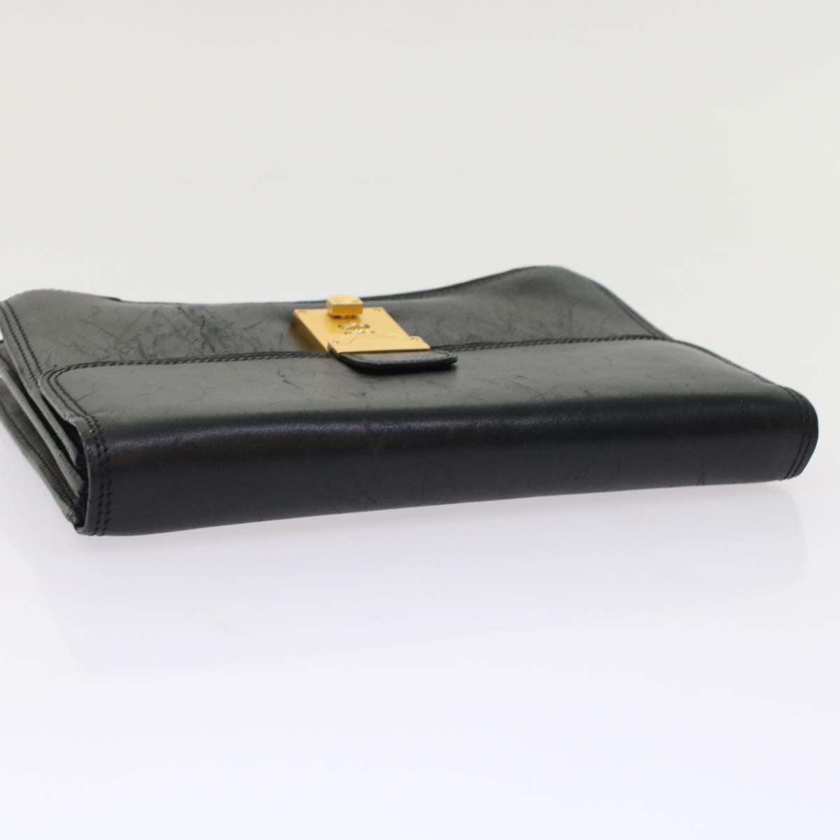 BALLY Clutch Bag Leather 2Set Black Auth bs6963