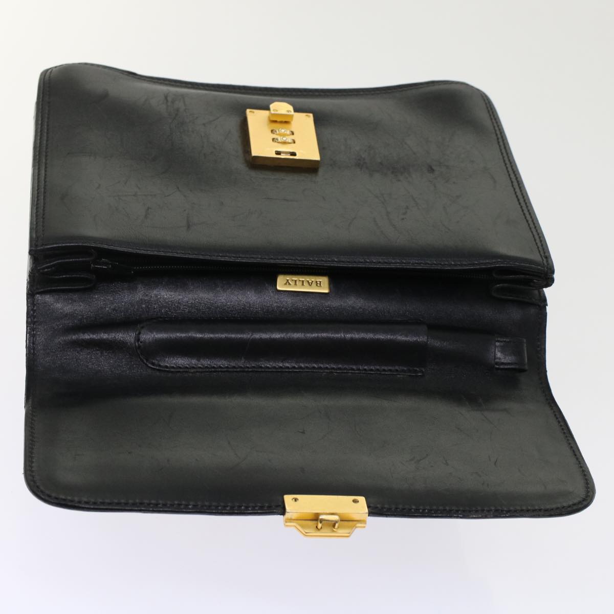 BALLY Clutch Bag Leather 2Set Black Auth bs6963