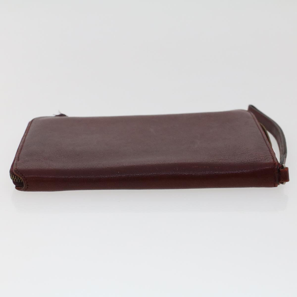 HERMES Wallet Leather 2Set Wine Red Auth bs6969