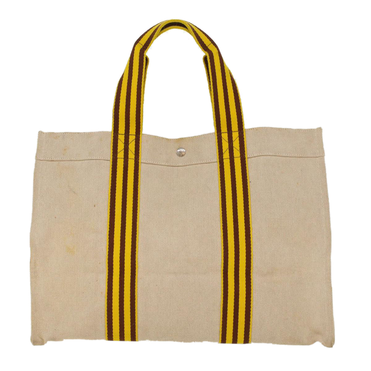HERMES Bora Bora GM Hand Bag Canvas Beige Yellow Brown Auth bs6970