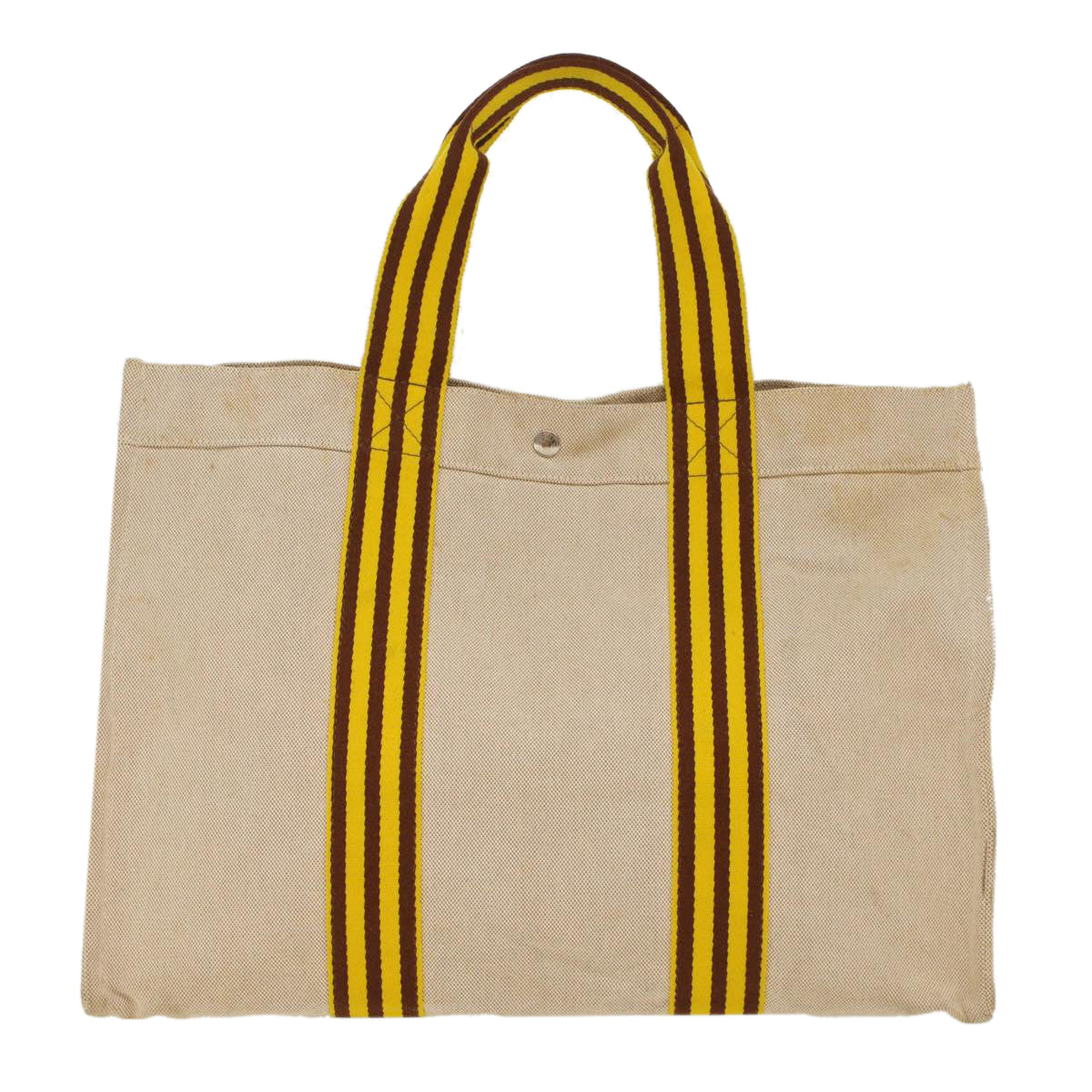 HERMES Bora Bora GM Hand Bag Canvas Beige Yellow Brown Auth bs6970 - 0