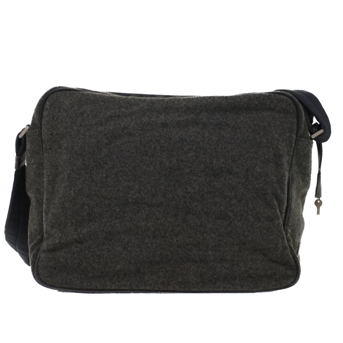PRADA Shoulder Bag Wool Gray Auth bs7017