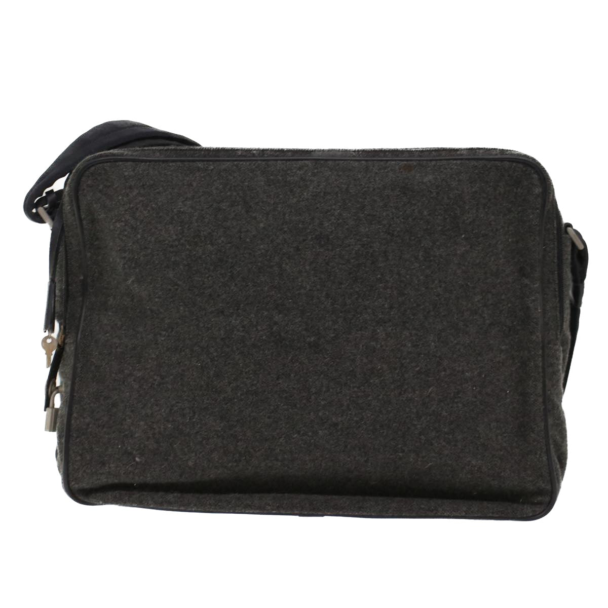 PRADA Shoulder Bag Wool Gray Auth bs7017 - 0