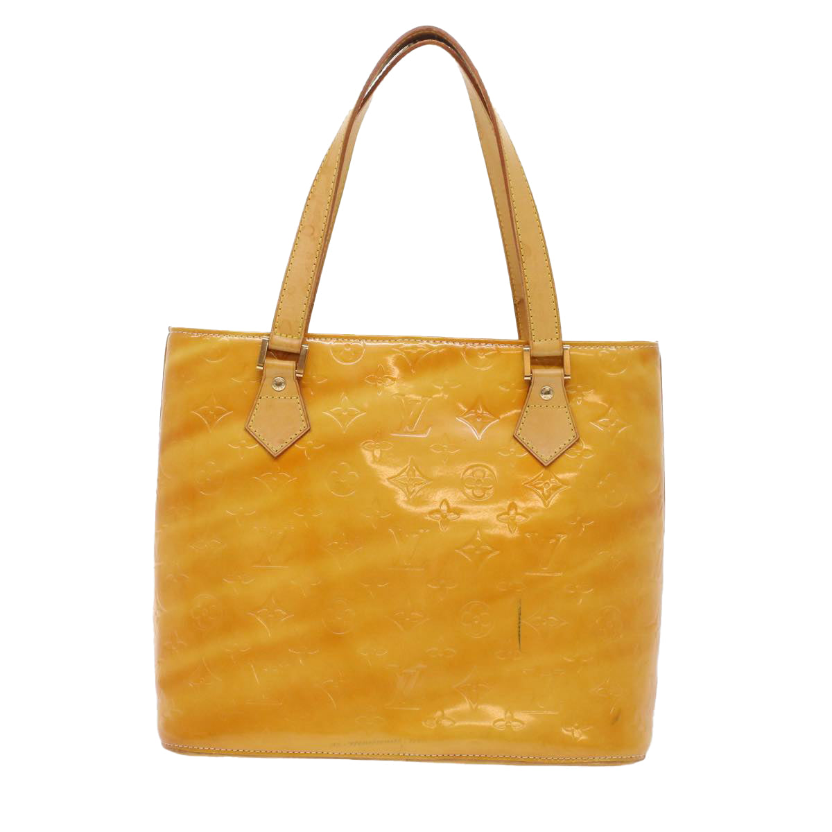 LOUIS VUITTON Monogram Vernis Houston Hand Bag Lime Yellow M91055 LV Auth bs7052 - 0