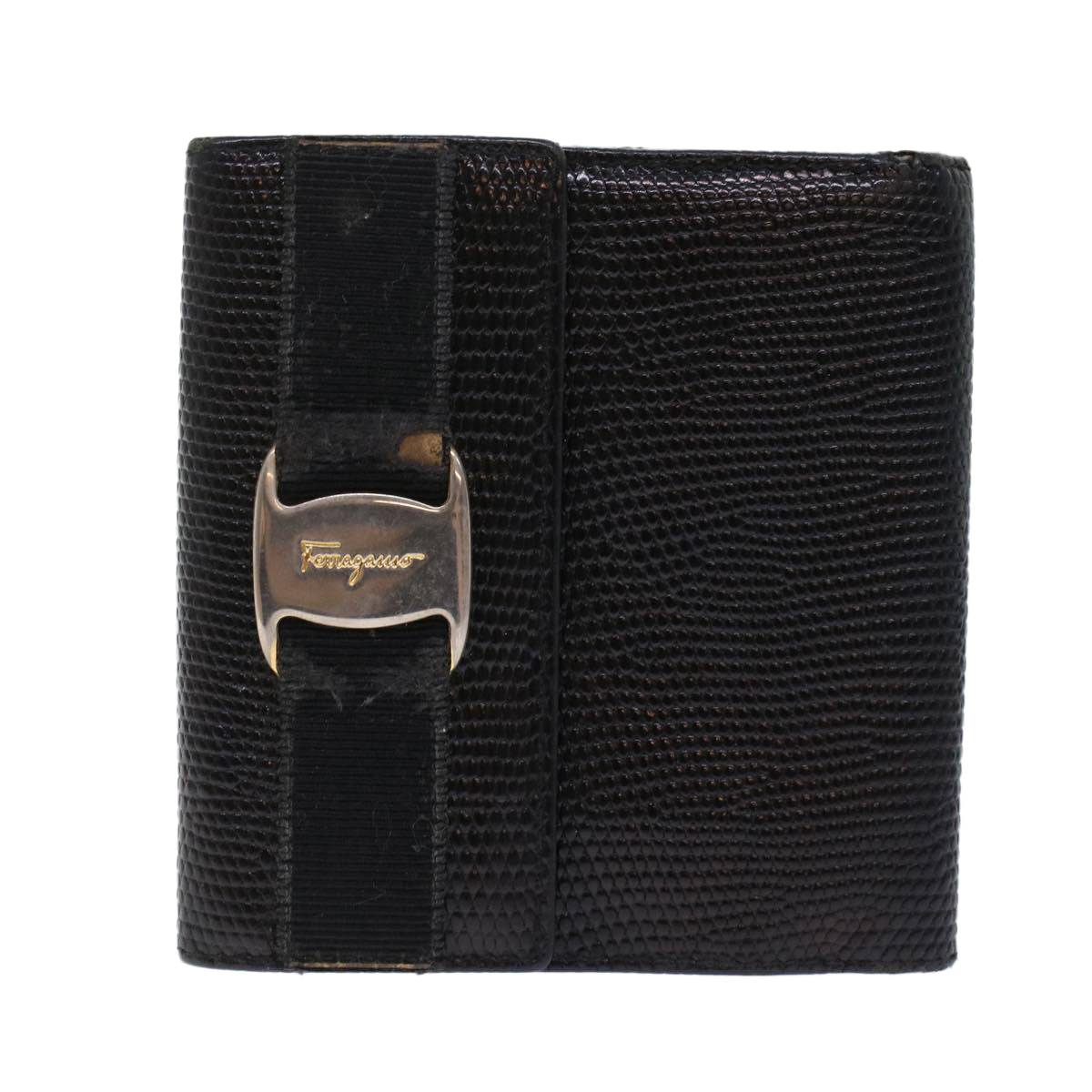 Salvatore Ferragamo Wallet Leather 3Set Black Auth bs7058 - 0