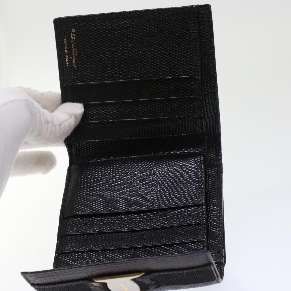 Salvatore Ferragamo Wallet Leather 3Set Black Auth bs7058