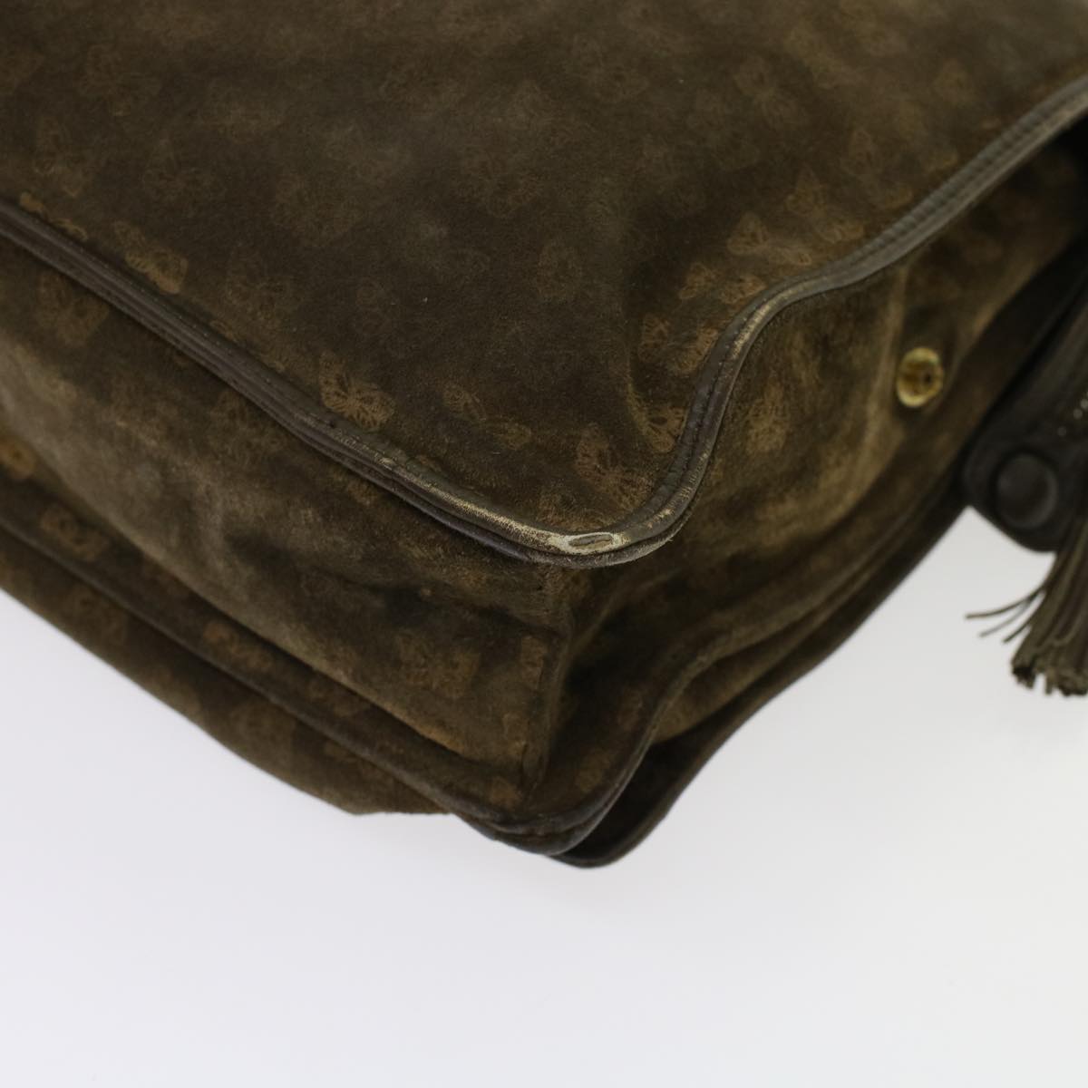 BOTTEGA VENETA Leopard Shoulder Bag Leather Canvas 4Set Brown Black Auth bs7061