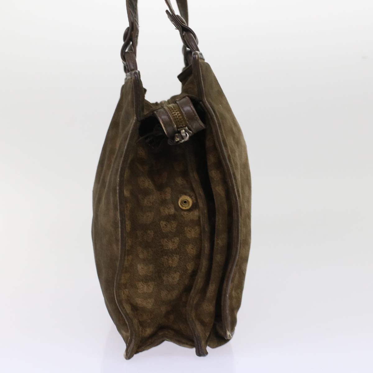 BOTTEGA VENETA Leopard Shoulder Bag Leather Canvas 4Set Brown Black Auth bs7061