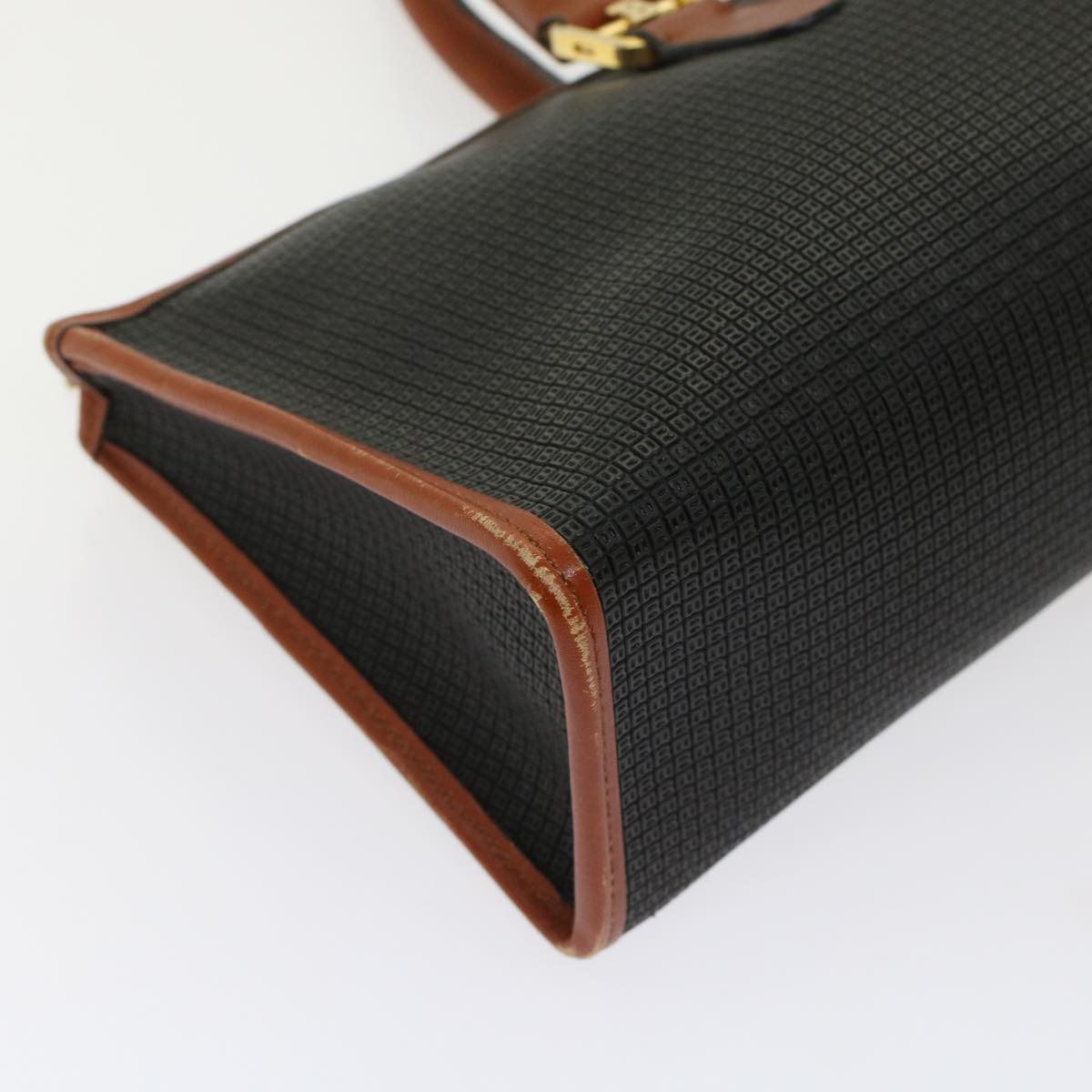 BALLY Shoulder Bag Leather Canvas 2Set Beige Black Auth bs7065