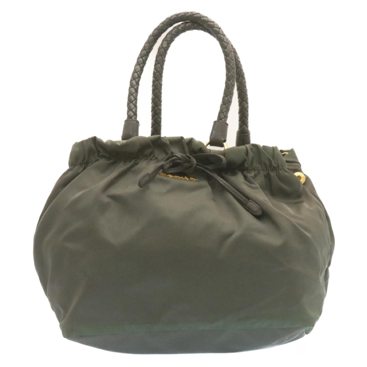 PRADA Hand Bag Nylon Gray Auth bs709