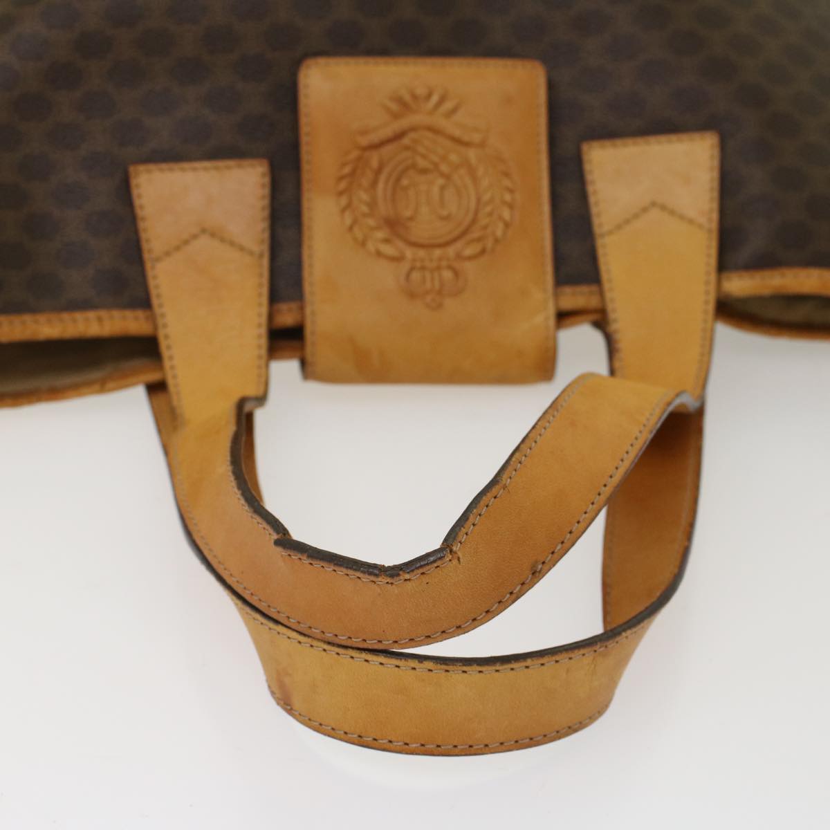 CELINE Macadam Canvas Shoulder Bag PVC Leather Brown Auth bs7113
